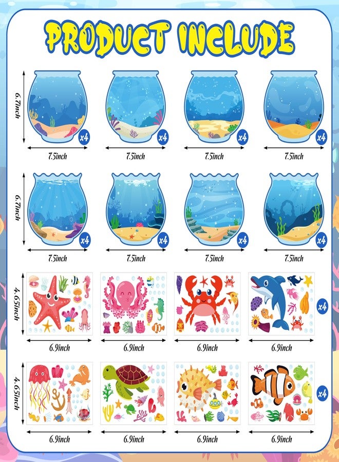 80UncleKimby 32pcs Summer Activities Crafts for Kids - Under The Sea Ocean Animal Stickers Kits Bulk, Make Your Own Scene Art DIY for Party Games, Classroom - Image 5